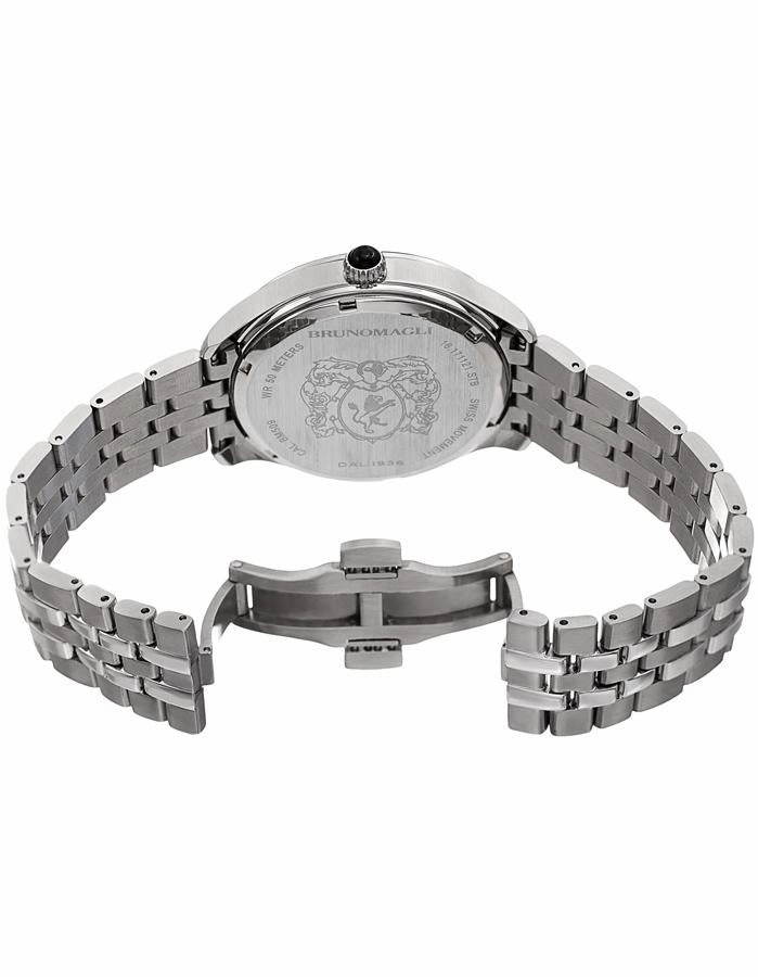 Bruno Magli Mens Luca Stainless Steel Watch- Bracelet Strap - Blue Dial