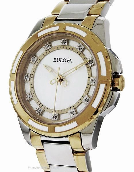 Bulova Diamond Ladies Watch - Mother-of-Pearl - Stainless and Gold-Tone