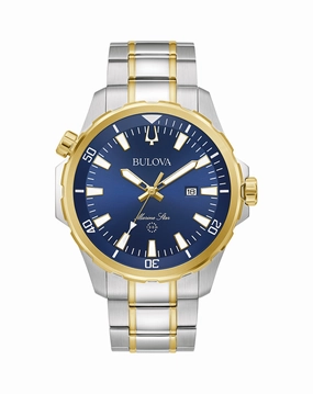Bulova Marine Star Men's Watch in Two-Tone Stainless Steel with Blue Sunray Dial 98B384