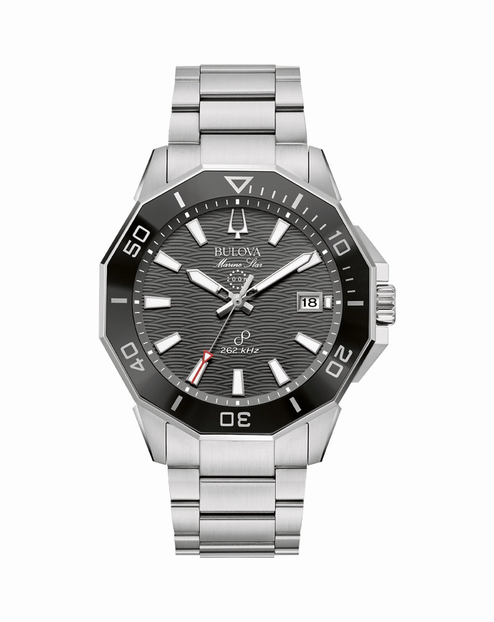 Bulova Marine Star Precisionist Luxury Watch Black Dial Stainless Steel with Sapphire Crystal and 200m Water Resistance 96B434