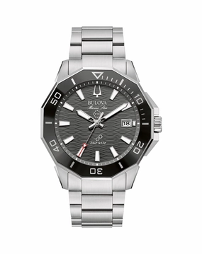 Bulova Marine Star Precisionist Luxury Watch Black Dial Stainless Steel with Sapphire Crystal and 200m Water Resistance 96B434