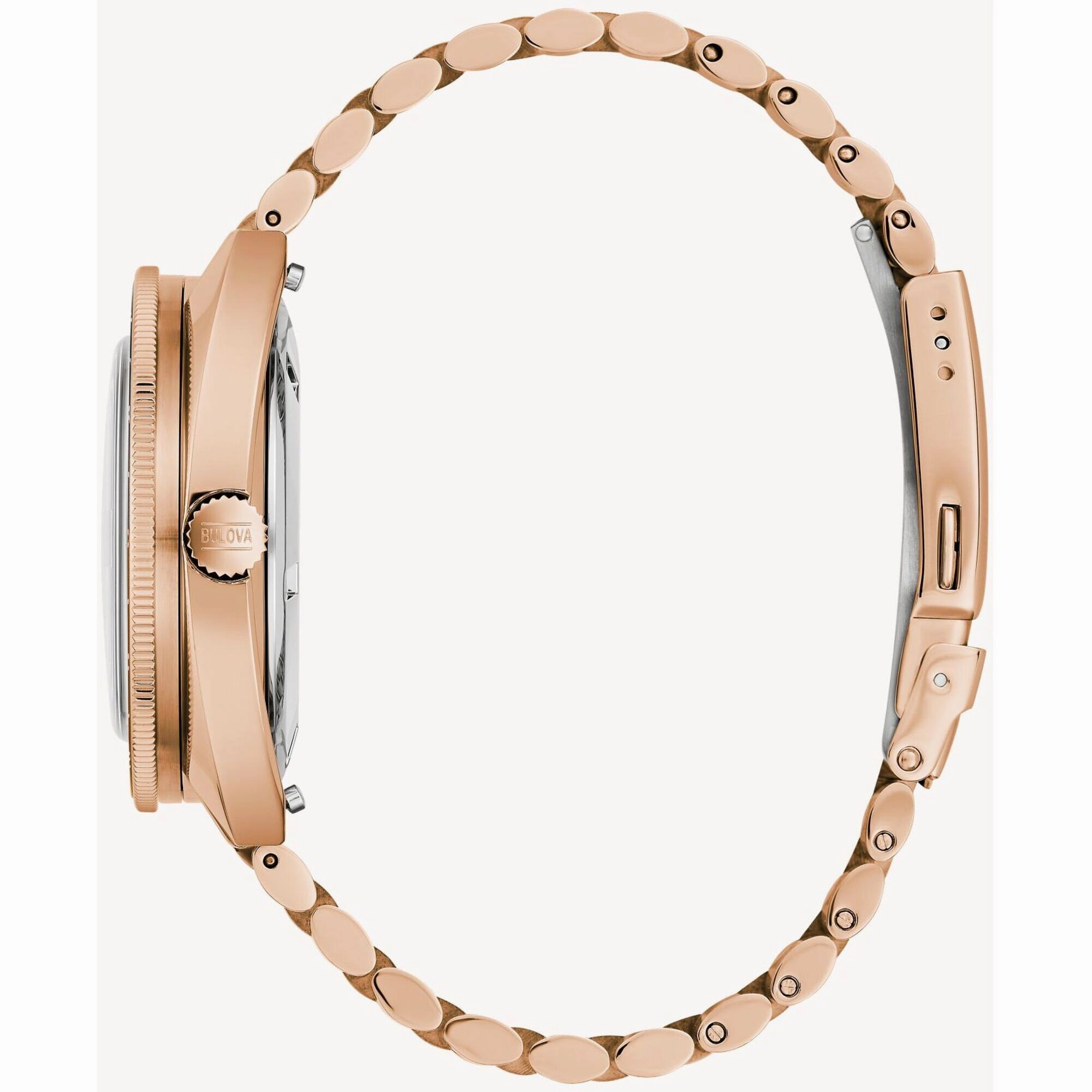 Bulova Men's Watch - Oceanographer Automatic Black Dial Rose Gold Bracelet | 97B215