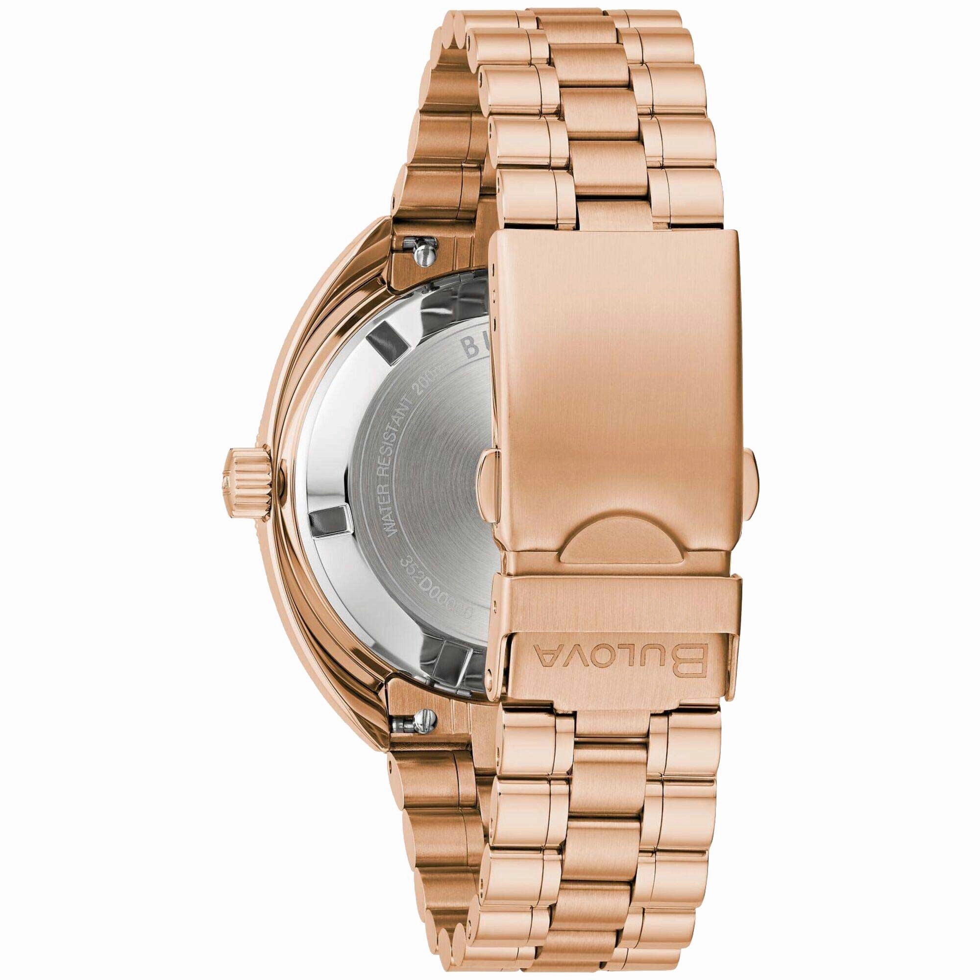 Bulova Men's Watch - Oceanographer Automatic Black Dial Rose Gold Bracelet | 97B215