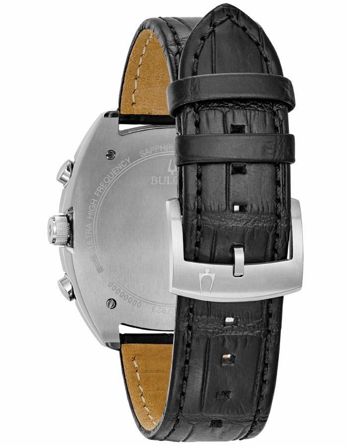 Bulova Mens Curv Chronograph - Stainless Steel - Grey Dial - Leather Strap - 30m