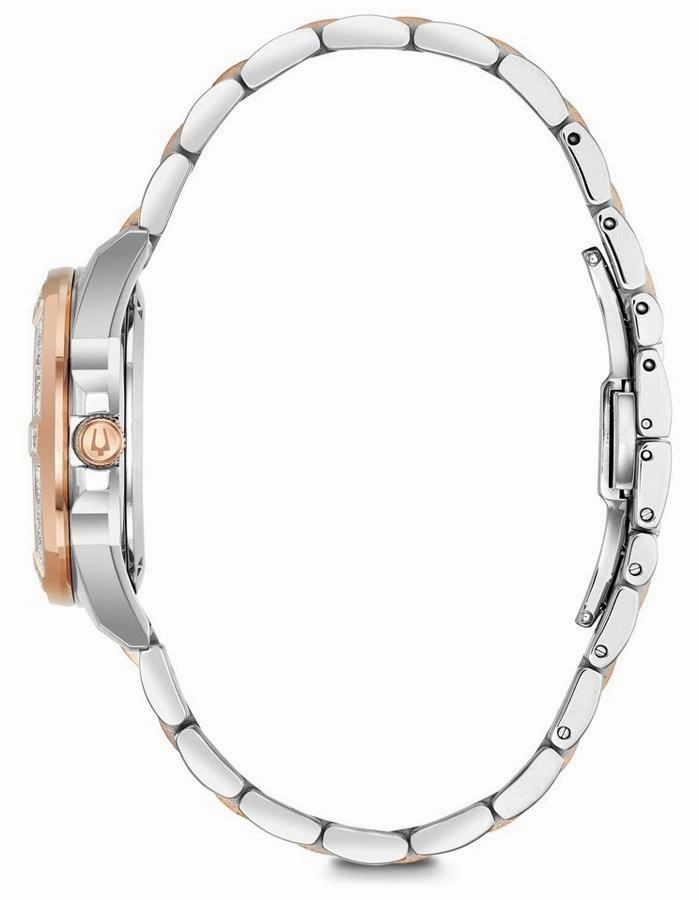 Bulova Womens Marine Star Diamond Watch - Two-Tone - MOP Dial - 100m - Date