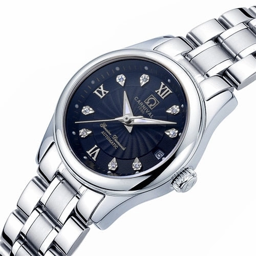 Carnival switzerland sapphire mechanical women watch luxury brand genuine leather waterproof watches women reloj bayan kol saati