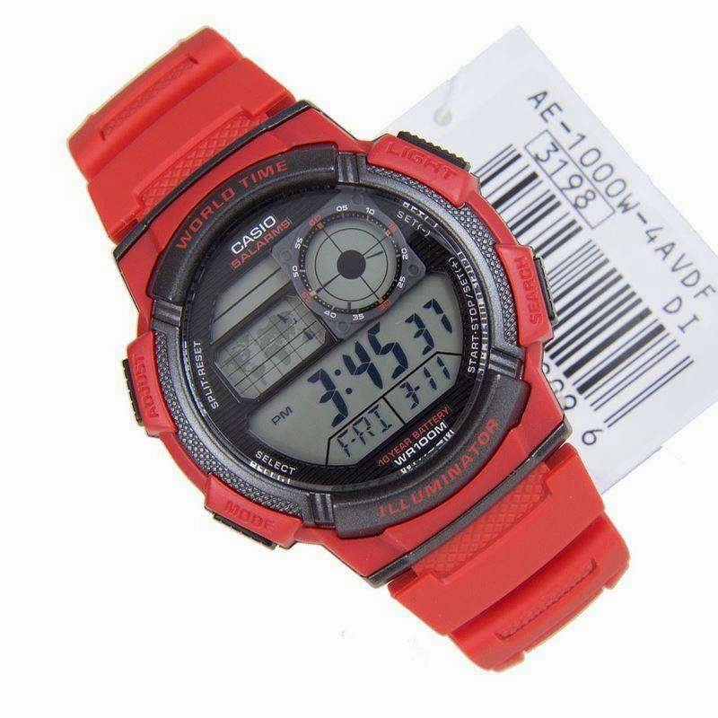 Casio AE-1000W-4A Red Resin Strap Watch for Men