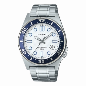 Casio Analog Diver White Dial Stainless Steel Watch MTD135D-7A