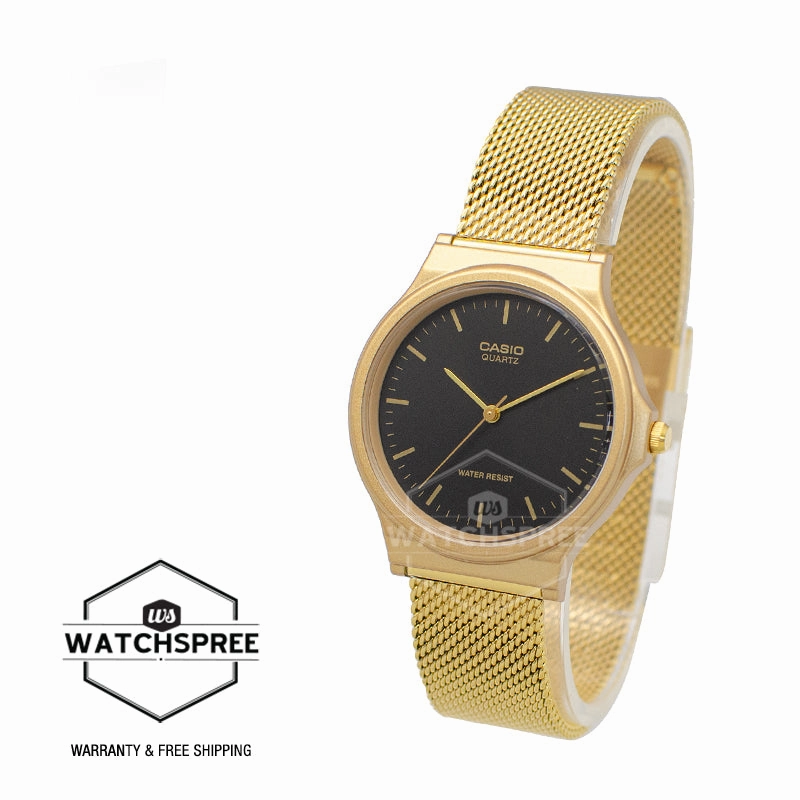 Casio Analog Gold Ion Plated Stainless Steel Mesh Band Watch MQ24MG-1E MQ-24MG-1E