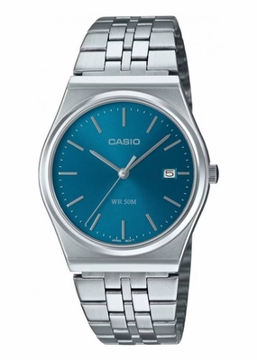 CASIO ANALOGUE BLUE DIAL STAINLESS STEEL BRACELET MTPB145D-2A2
