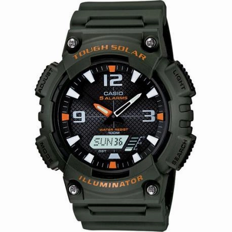 Casio AQ-S810W-3A Army Green Solar Powered Watch for  Men