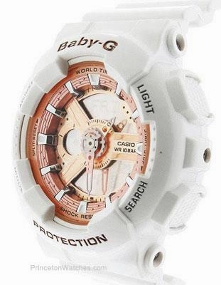 Casio Baby-G Ladies White & Rose Gold-Tone Analog-Digital - Resin Case & Strap