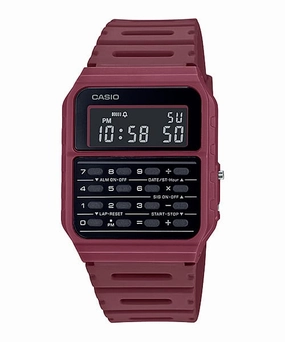 Casio Calculator Data Bank Red Resin Band Watch CA53WF-4B