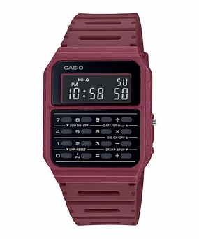 Casio Calculator Data Bank Red Resin Band Watch CA53WF-4B