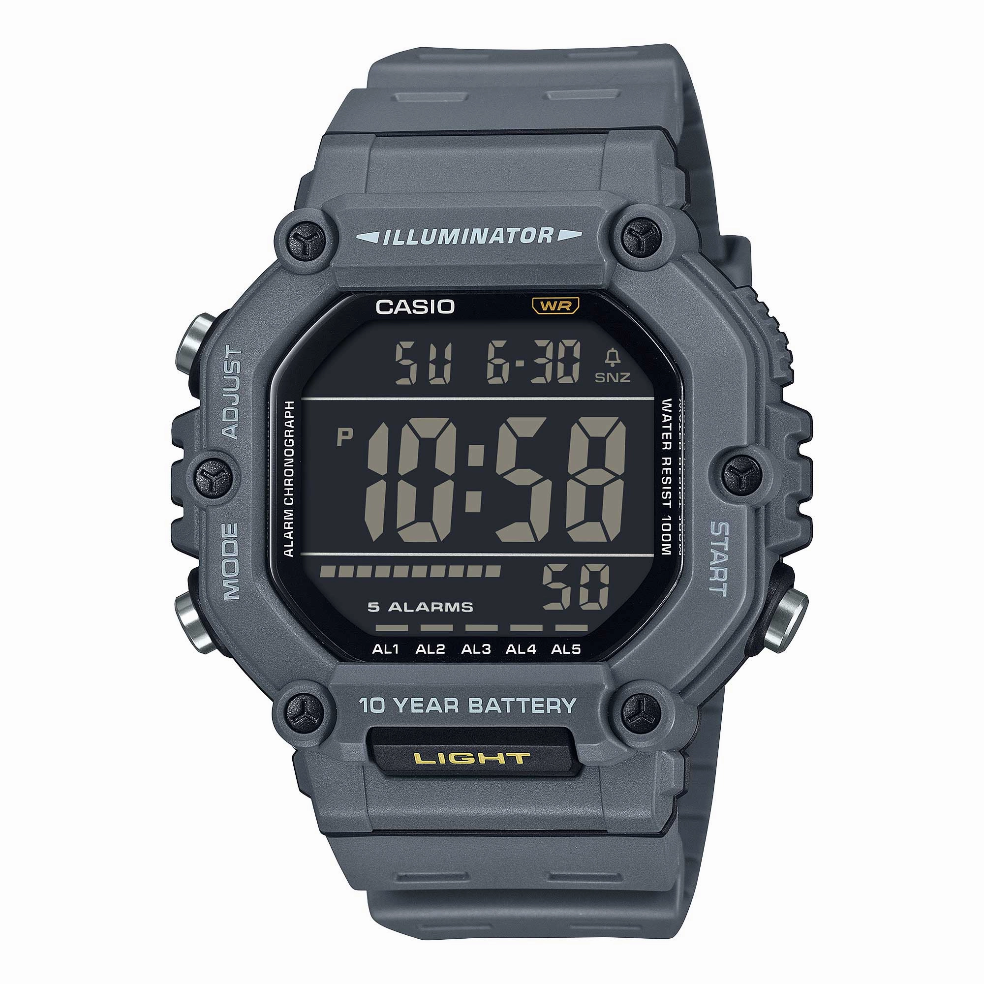 Casio Digital Dual Time Grey Resin Band Watch AE1600H-8B AE-1600WH-8B