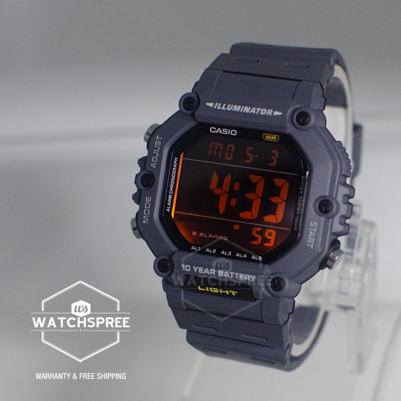 Casio Digital Dual Time Grey Resin Band Watch AE1600H-8B AE-1600WH-8B
