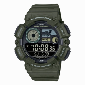 Casio Digital Green Resin Band Watch WS1500H-3B
