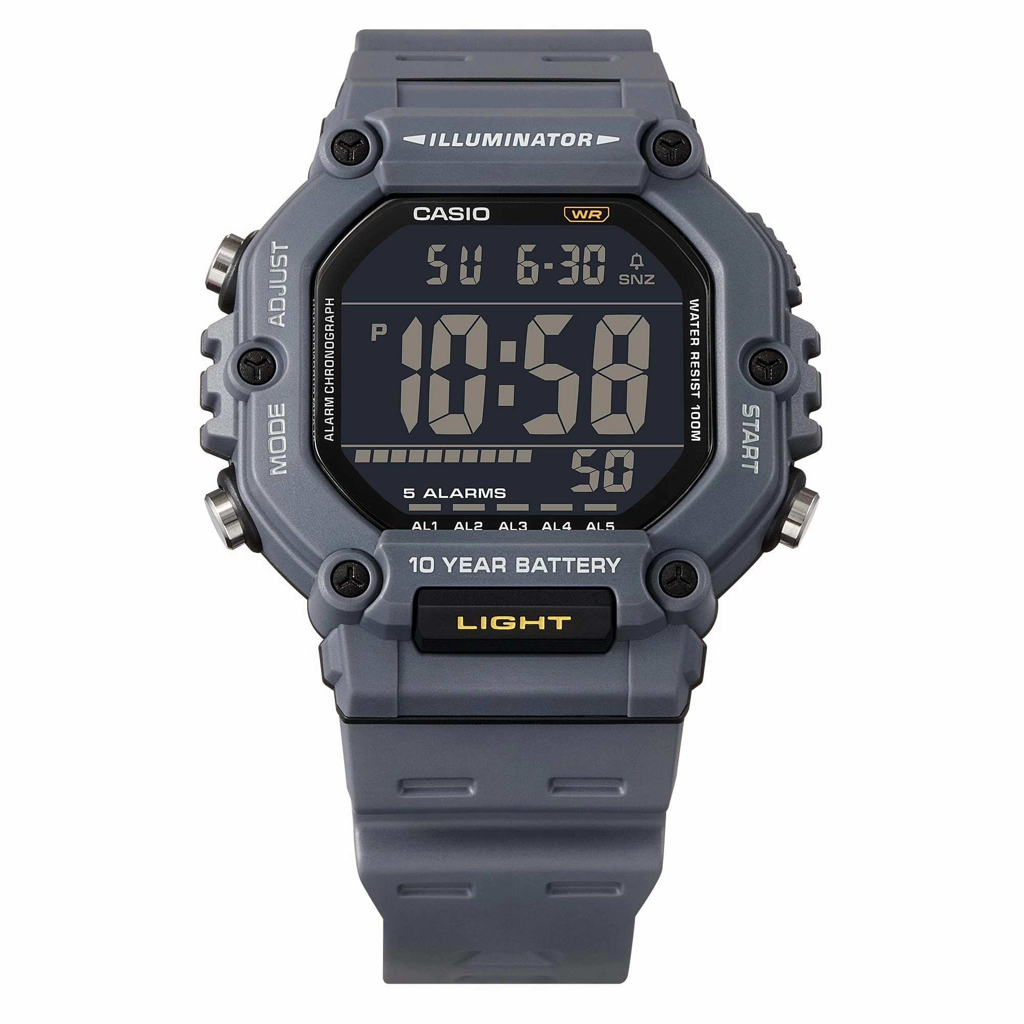Casio Digital Illuminator Black Dial Grey Resin Band Watch AE1600H-8B
