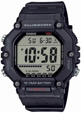 CASIO DIGITAL LARGE LCD DIAL BLACK RESIN BAND AE1600H-1A