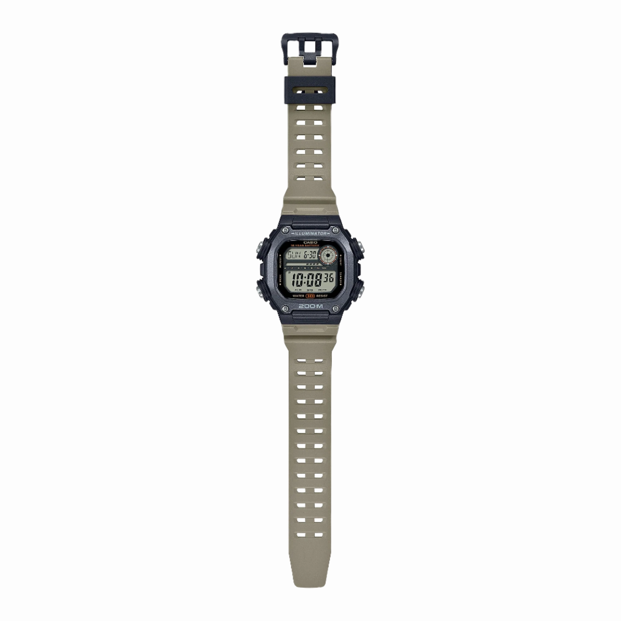 Casio Digital Sports Grey Dial Tan Resin Band Watch DW291HX-5A