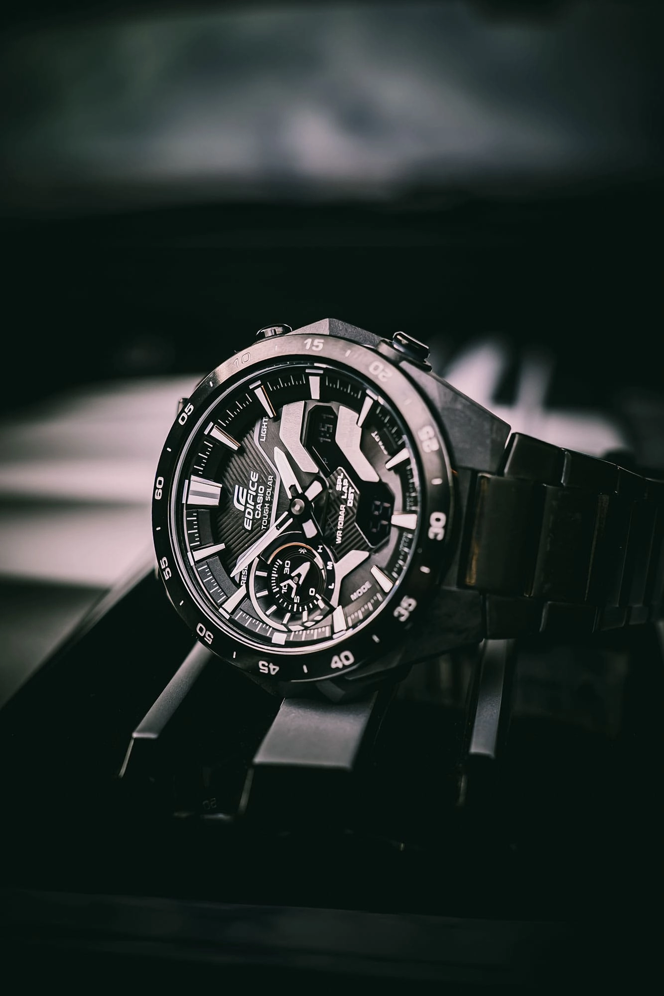 Casio Edifice Windflow DUO Motor Sport Black Stainless Steel Watch ECB2200DC-1A