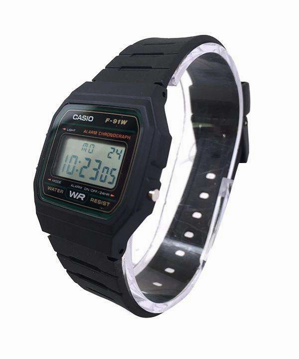Casio F-91W-3DG Black Resin Strap Watch for Men and Women