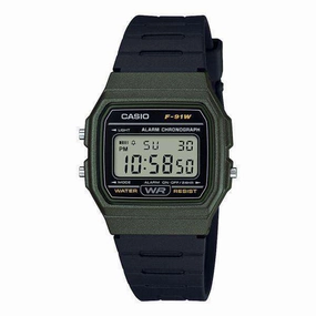Casio F-91WM-3ADF Army Green Resin Watch for Men and Women
