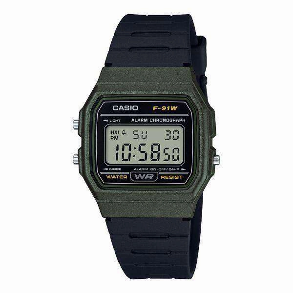 Casio F-91WM-3ADF Army Green Resin Watch for Men and Women