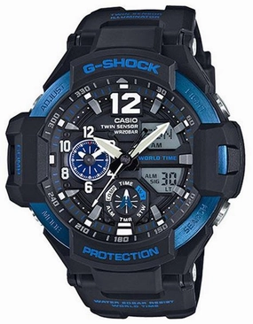 Casio G-Shock - Black Case - Blue Accents - Analog - Digital - World Time - 200m