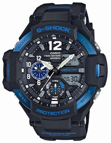Casio G-Shock - Black Case - Blue Accents - Analog - Digital - World Time - 200m