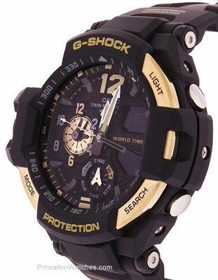Casio G-Shock - Black Case - Gold-Tone  Accents - Ana-Digi - World Time - 200m