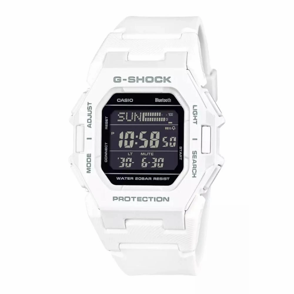 Casio G-Shock Digital Bluetooth Connects White Resin Strap Men's Watch GD-B500-7DR