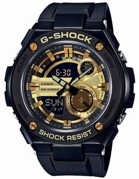 Casio G-Shock G-Steel Analog /Digital - World Time - Black & Gold-Tone - Strap