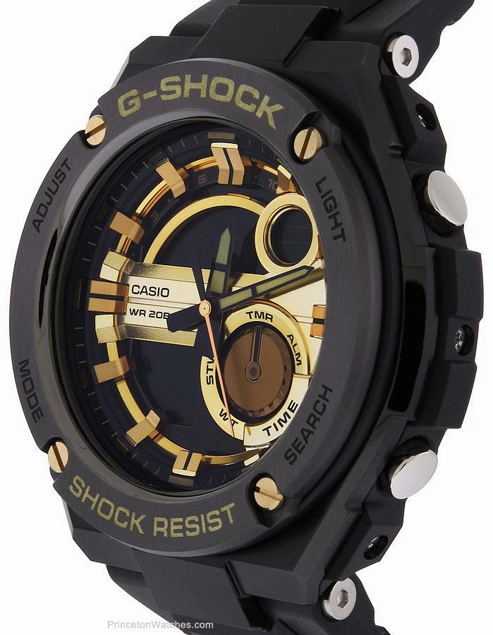 Casio G-Shock G-Steel Analog /Digital - World Time - Black & Gold-Tone - Strap