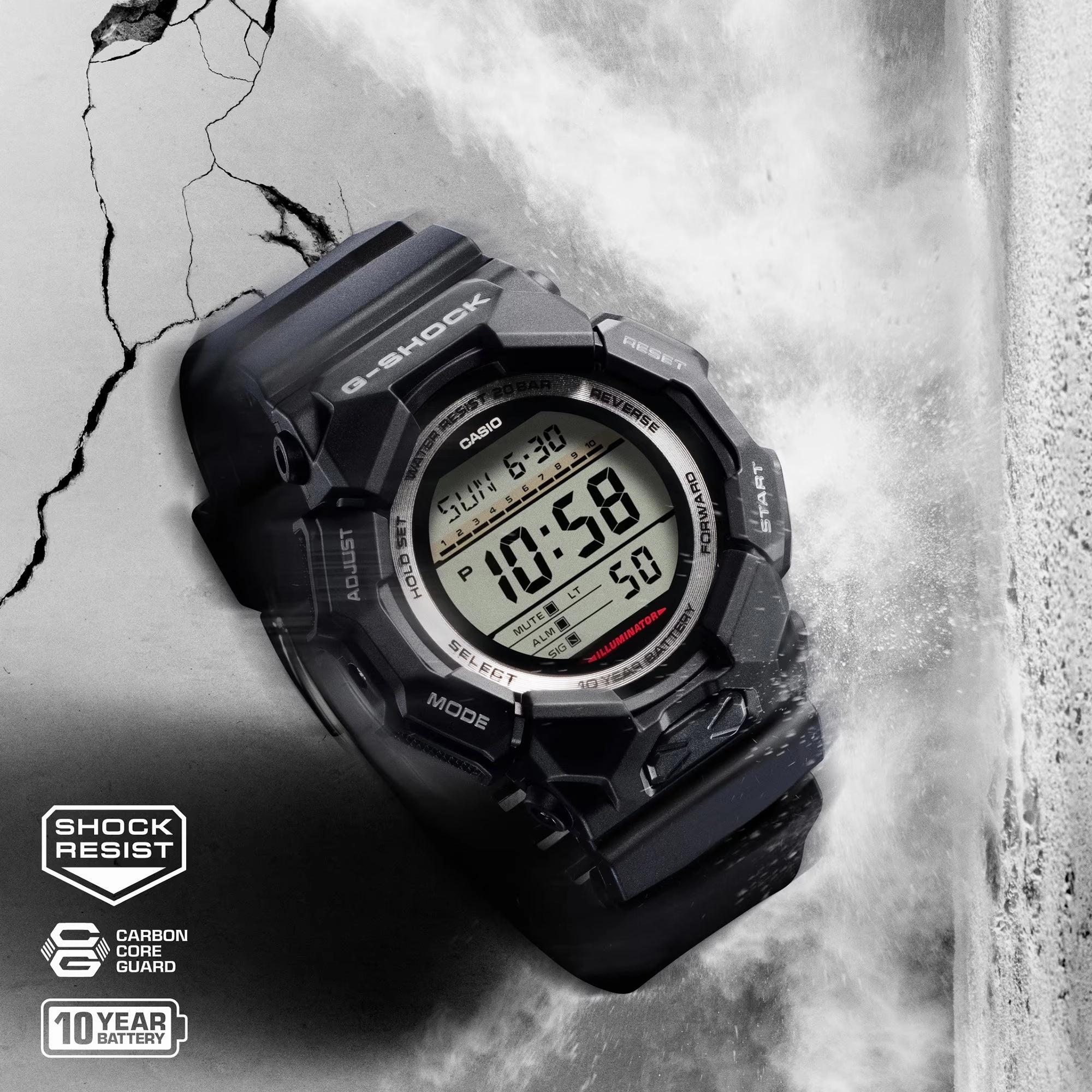 Casio G-SHOCK High-Brightness LED Large Digital Black Watch GD010-1