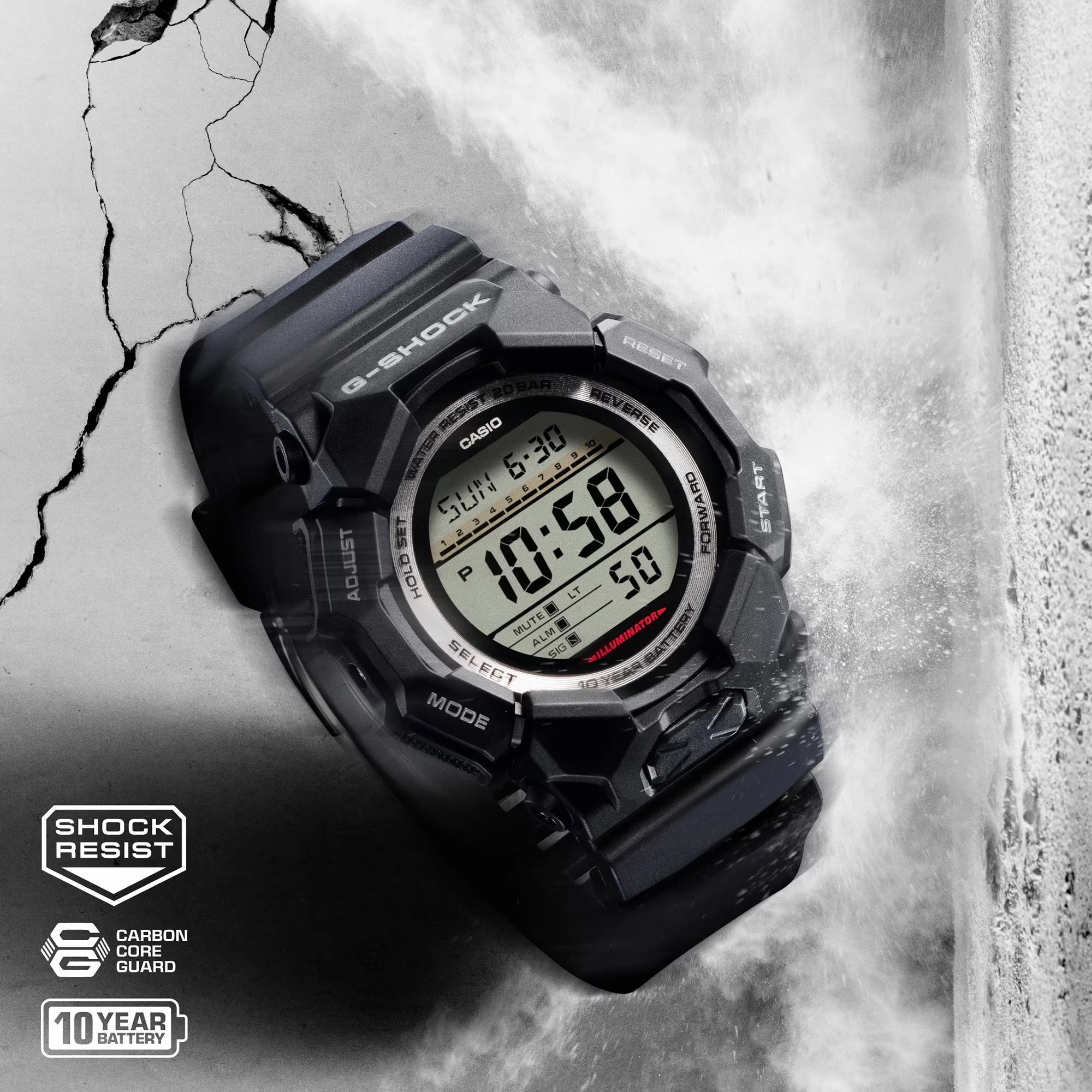 Casio G-SHOCK High-Brightness LED Large Digital Black Watch GD010-1