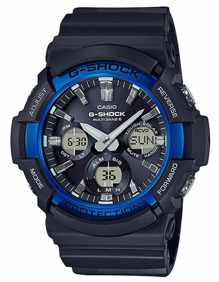 Casio G-Shock Mens GAS100 Series - Analog/Digital - Black & Blue - World Time