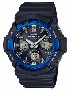 Casio G-Shock Mens GAS100 Series - Analog/Digital - Black & Blue - World Time