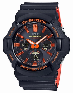Casio G-Shock Mens GAS100 Series - Analog/Digital - Black & Orange - World Time