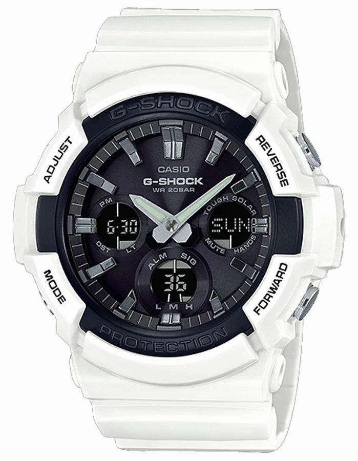 Casio G-Shock Mens GAS100 Series - Analog/Digital -White - World Time