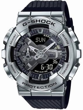 Casio G-Shock Metal Bezel Silver/Black Mens Watch GM110-1A