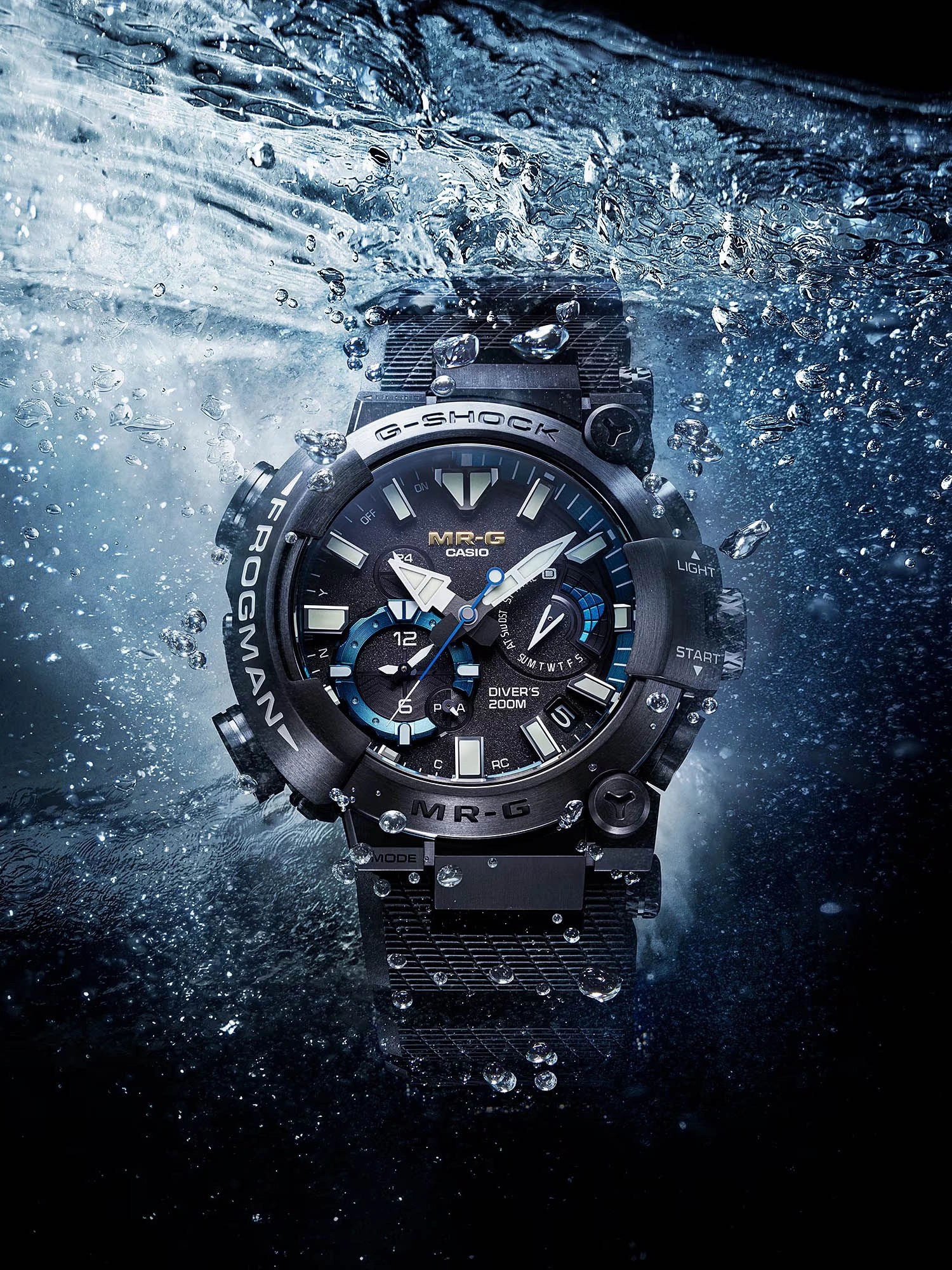 Casio G-Shock MR-G FROGMAN Black/Blue Mens Diving Watch MRGBF1000R-1A