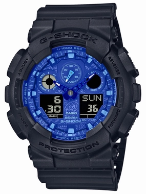 Casio G-Shock "Blue Paisley" Series Ana-Digi Mens Watch GA100BP-1A