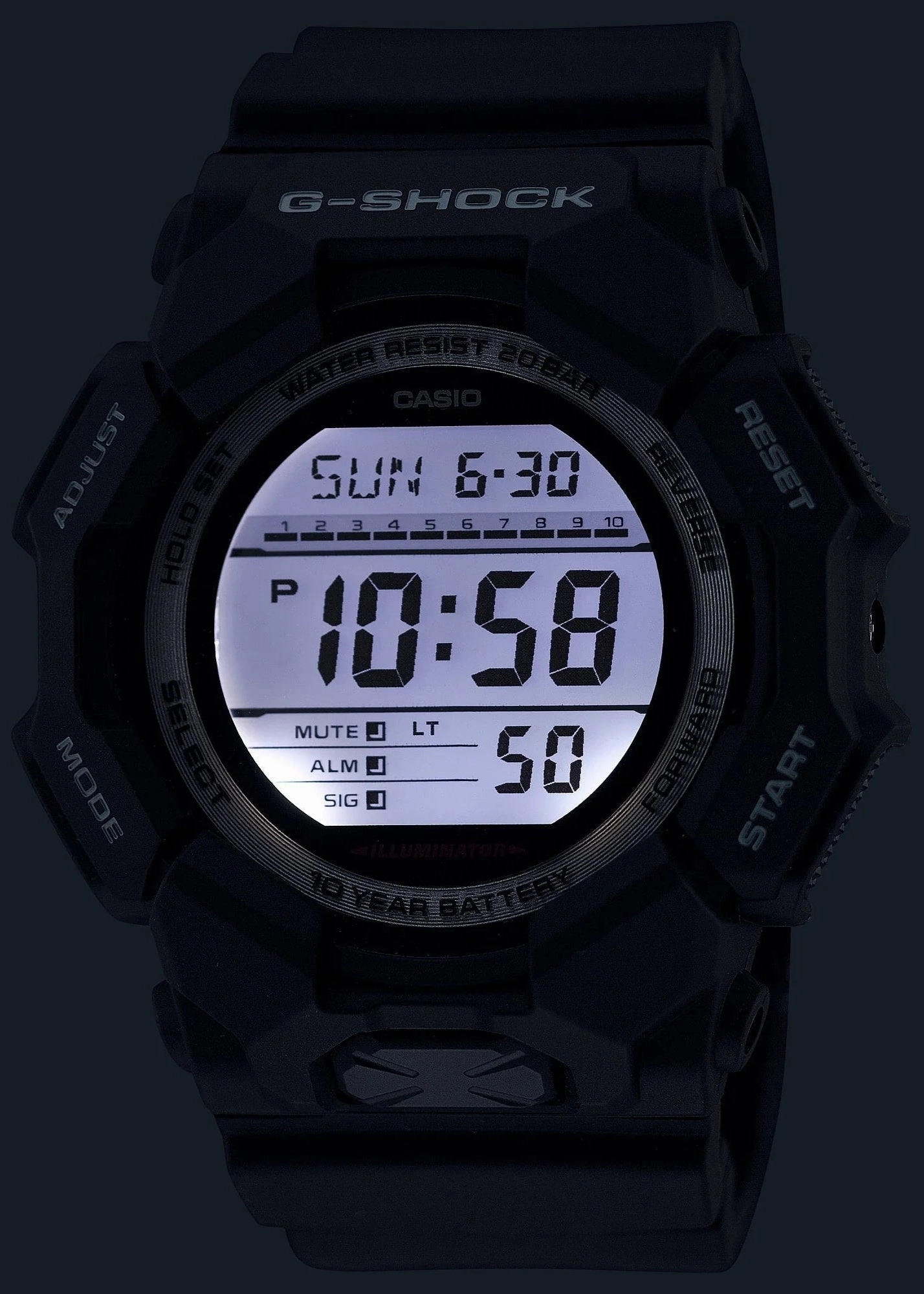 CASIO G-SHOCK RUGGED DIGITAL GREEN RESIN BAND GD010-3D