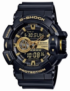 Casio G-Shock Watch - Black Case & Strap - Gold-Tone Accents - 200m - Stopwatch