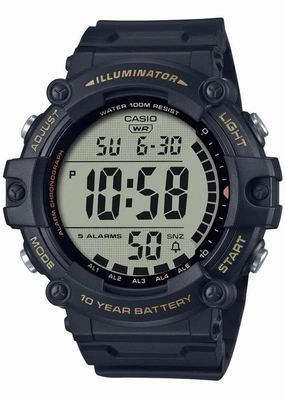 CASIO GENTS DIGITAL LCD BLACK  EXTRA LONG RESIN BAND AE1500WHX-1A