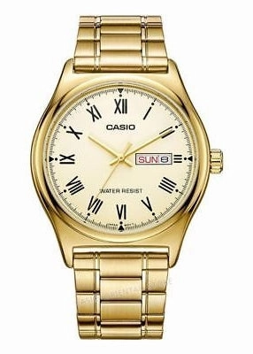 CASIO GENTS ROMAN NUMERALS GOLD BRACELET MTPV006G-9B