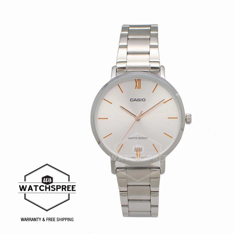 Casio Ladies' Analog Silver Stainless Steel Band Watch LTPVT01D-7B LTP-VT01D-7B