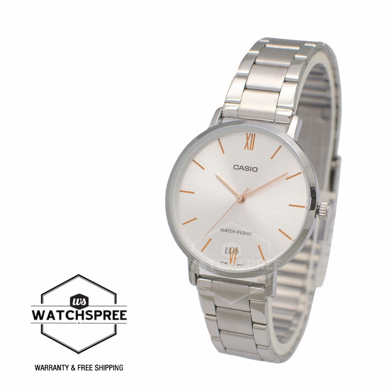 Casio Ladies' Analog Silver Stainless Steel Band Watch LTPVT01D-7B LTP-VT01D-7B