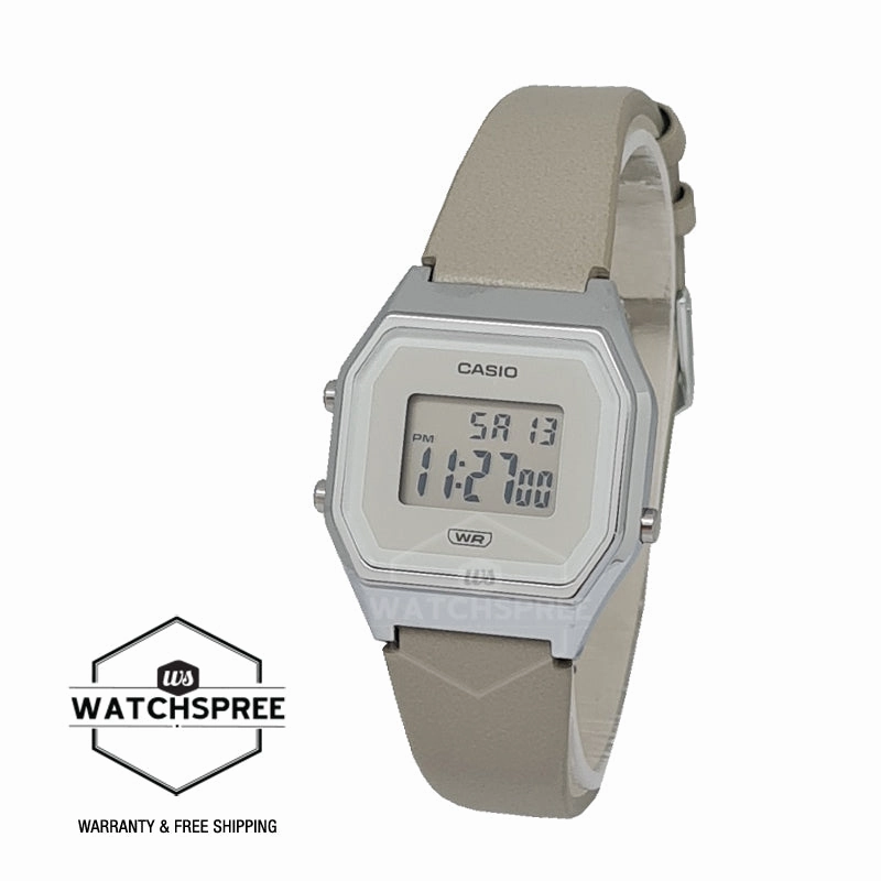 Casio Ladies' Digital Grey Leather Strap Watch LA680WEL-8D LA680WEL-8